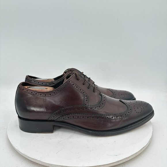 Russell & Bromley Men Size EU 42 US 8.5 Brown Leather Wingtip Oxford Dress Shoes - Picture 4 of 12